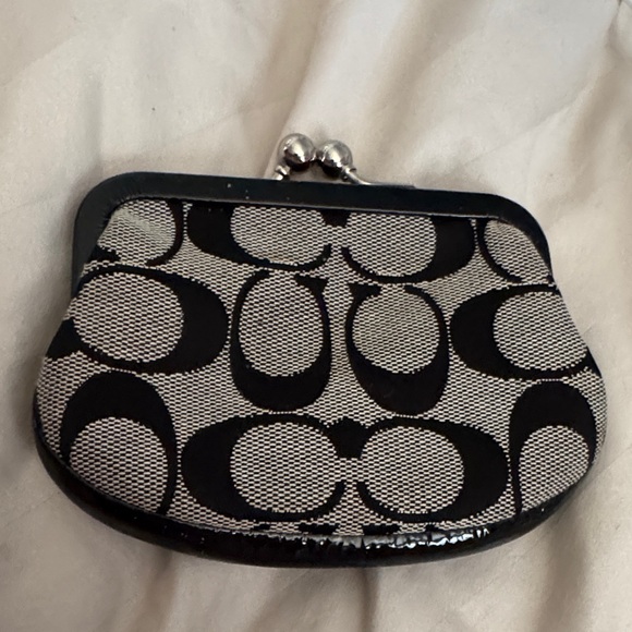 Coach Handbags - Coach Black and Gray Signature Clutch